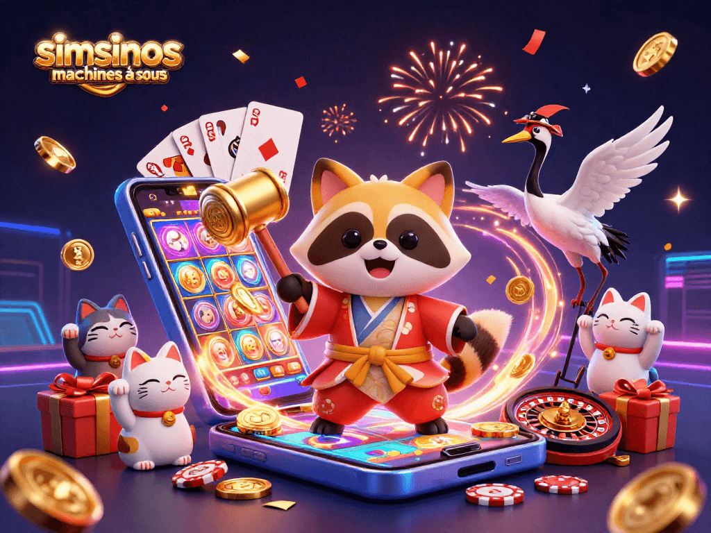 Découvrez les machines à sous Simsinos avec des personnages animés et des éléments de jeu captivants.