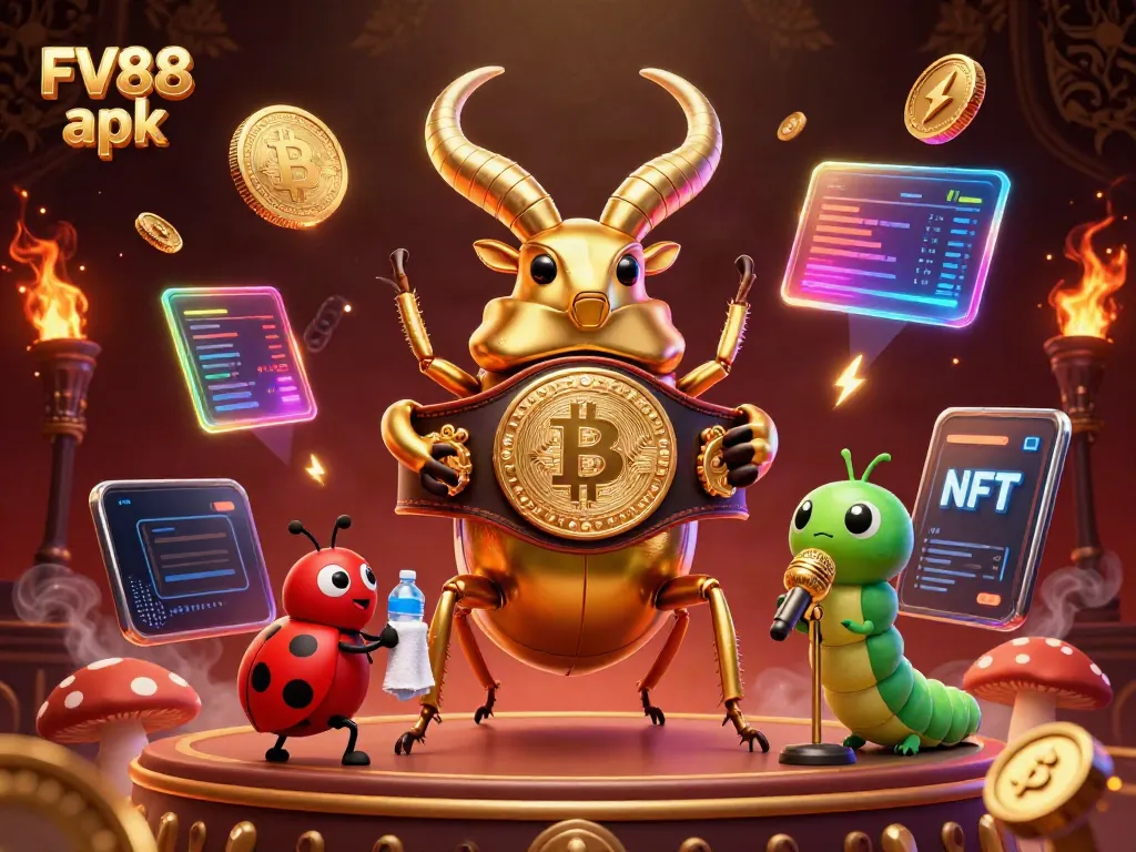 Experience the excitement of FV88 apk with a vibrant 3D illustration showcasing a unique boxing match atmosphere.
