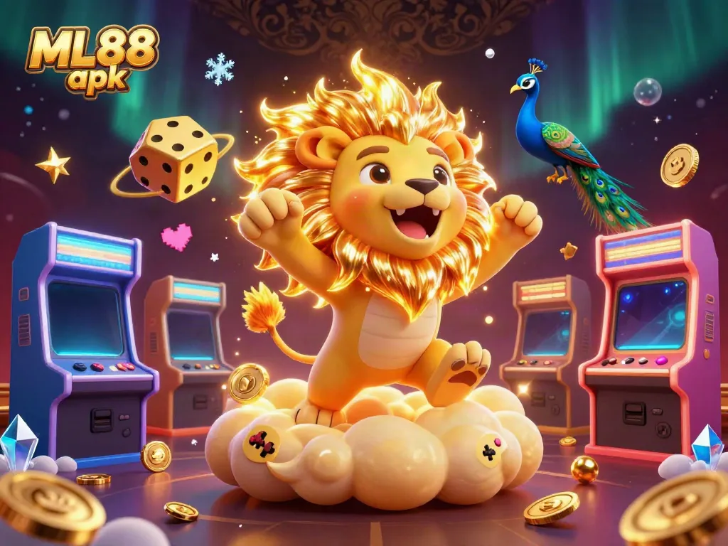 Experience the thrill of ML88 apk with vibrant casino-themed 3D illustration.