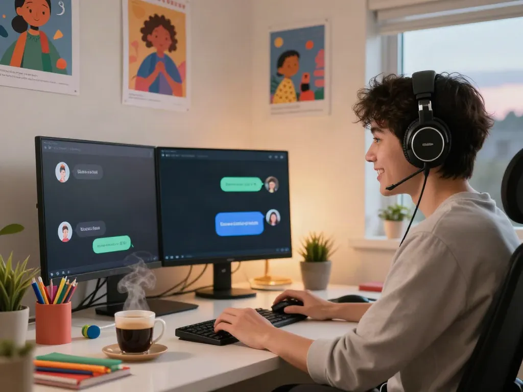 Interactive NSFW AI chat environment with playful avatars and cozy setup