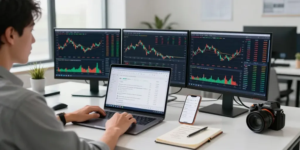 Couponeau France : utilisateurs de la-couponeau.com analysant des données de trading sur une plateforme moderne.